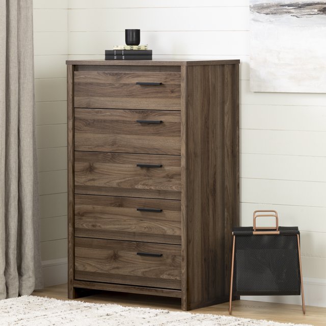 South Shore Tao 5-Drawer Chest for Adult, in Natural Walnut