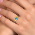 thumbnail image 4 of Gem Stone King 925 Sterling Silver Swiss Blue Topaz and Yellow Sapphire Engagement Ring for Women | 1.32 Cttw | Oval Checkerboard 7X5MM | Gemstone November Birthstone | Size 6, 4 of 6