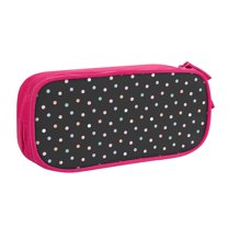 TEQUAN Large Capacity Pencil Case, Colorful Polka Dots Pattern Pencil Pouch 2 Compartments Pencil Bag (Pink)