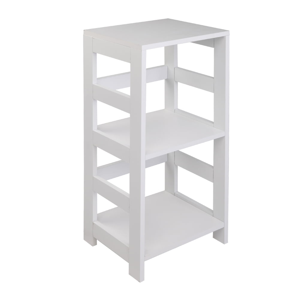 Vakind Wooden Bookshelf Rack 3 Tier, White Two Tier Bookcase