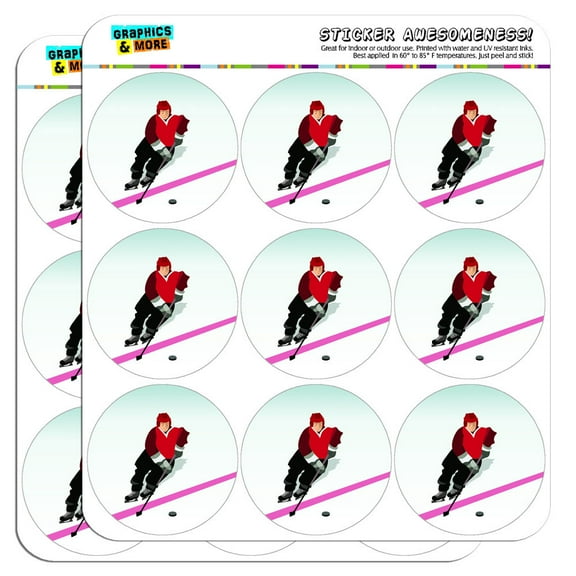 Ice Hockey Player Red Jersey 2" Scrapbooking Crafting Stickers