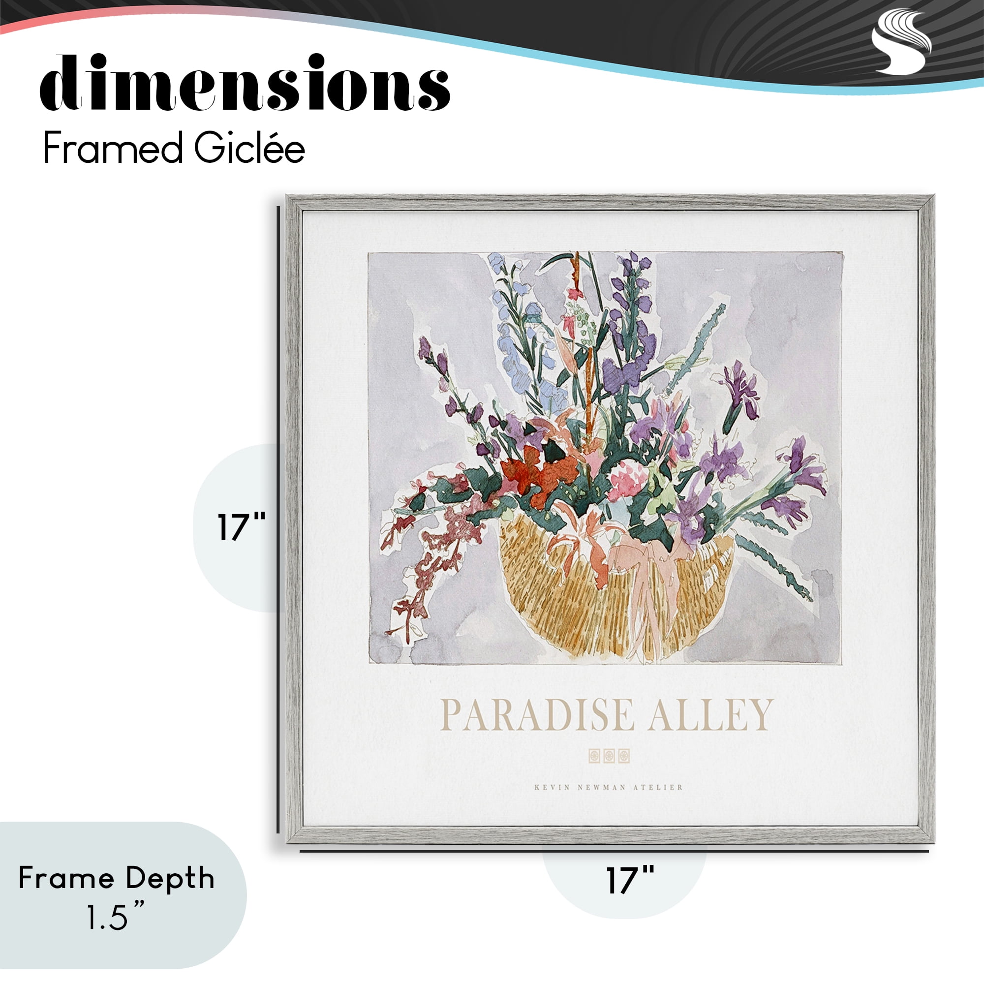 Stupell Industries Paradise Alley Basket of Flowers Gray Framed Giclee Art, design by Jadei Graphics