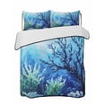 thumbnail image 2 of Blue Green Coral Full Size Down Alternative Comforter, Lightweight Comforter Quilt Bedding Set with Pillow Shams Summer Watercolor Ocean Plant All Seasons Bed Comforter Duvet Insert 78"x90", 2 of 7
