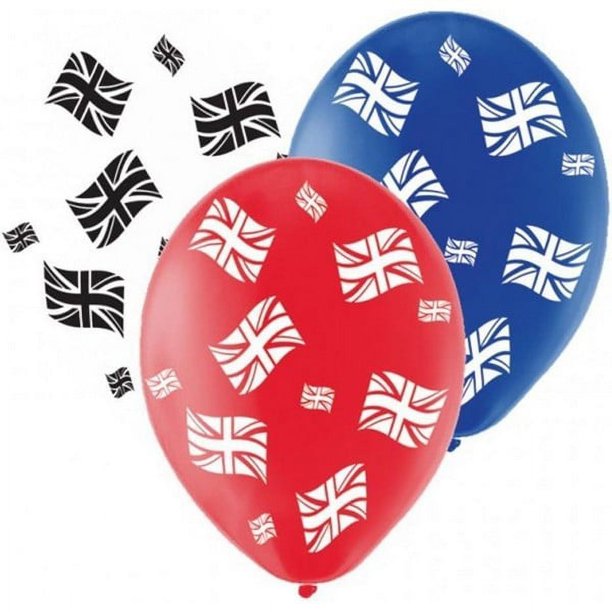 Amscan - Globos Diseño Bandera de Reino Unido Great Britain de Látex - Pack de 6 (Rojo, Azul, Blanco)