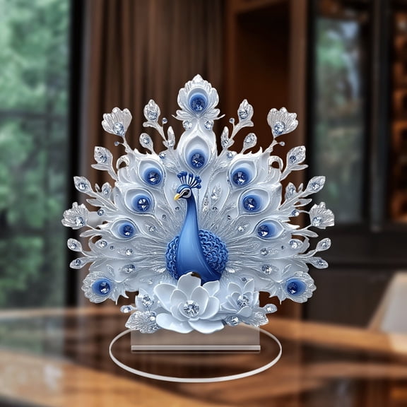 Getwin Desktop Dress Up,Peacock Spreading Its Tail Desktop Decoration,Acrylic Decoration Decoration Wedding Birthday Desktop Decoration