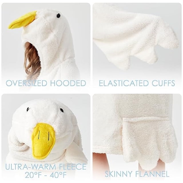 Wearable Blanket Hoodie With Slippers Oversized Flannel Bird Onesie For Adults Funny Loungewear Footwear Set