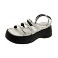thumbnail image 4 of Sandalias de plataforma para mujer, pantuflas sin cordones, hebilla ajustable, antideslizantes para verano 37, 4 of 9