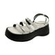 thumbnail image 4 of Sandalias de plataforma para mujer, pantuflas sin cordones con hebilla ajustable, planas 37, 4 of 9