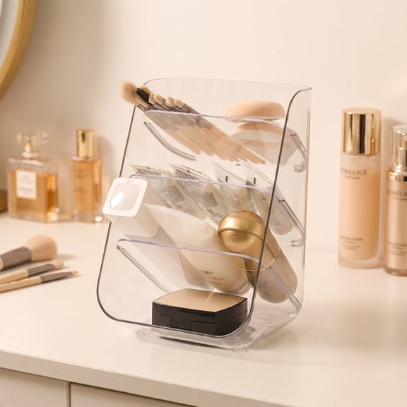 Aemutady 4 Tier Acrylic Corner Makeup Organizer, Perfume Stand for Dresser Countertop, Skincare Storage Rack, Vanity Holder, Spice Rack, 5.91x5.51x8.66 in