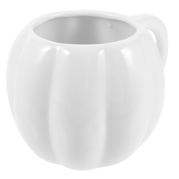 LEORX 1Pack Pumpkin Beverage Cup  Pumpkin Shaped Mugs White Ceramic 500ml