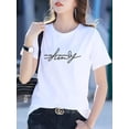 thumbnail image 1 of Elegant Women's T-Shirt with Letter Print - Crew Neck, Short Sleeve, Machine Washable - Perfect for Spring/Summer, SPECHIR, 1 of 6