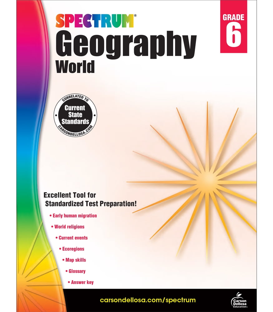 Spectrum Grade 6 World Geography Workbook Early Human Migration, World Religions, Current Events