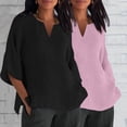 thumbnail image 2 of ChaoHeng Plus Size Tops Clearance under 10.00 Women Tops Spring Summer 2PC Women's Fashion Summer V Neck Leisure Three-quarter Sleeve Solid Tops, 2 of 6