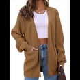 thumbnail image 1 of Cárdigan Extragrande de Punto Suave para Mujer con Bolsillos Camello S, 1 of 7