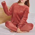 thumbnail image 5 of Women's Pajama Sets Long Sleeve Sleepwear Loungewear Warm Suit For Winter Coral Velvet 2025 New Thickened Plus Velvet Large Size Casual Wearable Home Clothes Plus Size Womens Clothing, 5 of 9