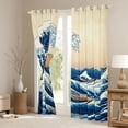 thumbnail image 3 of Feelyou Japanese Ocean Wave Curtains Pack of 2 (42x84 Each), Kawaii Capibara Animal Curtains Blackout, Tokyo Mount Fuji Bedroom Curtains, Window Curtains Decor, 3 of 6