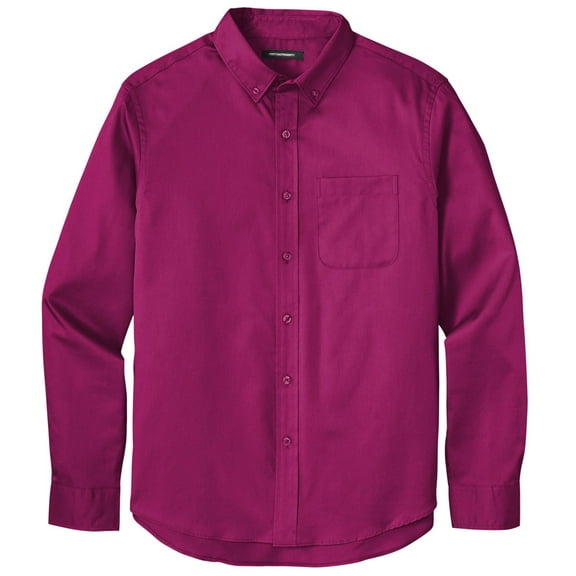 Men's Easy-Care Wrinkle-Resistant Twill Shirt with Pocket, Medium Wild Berry