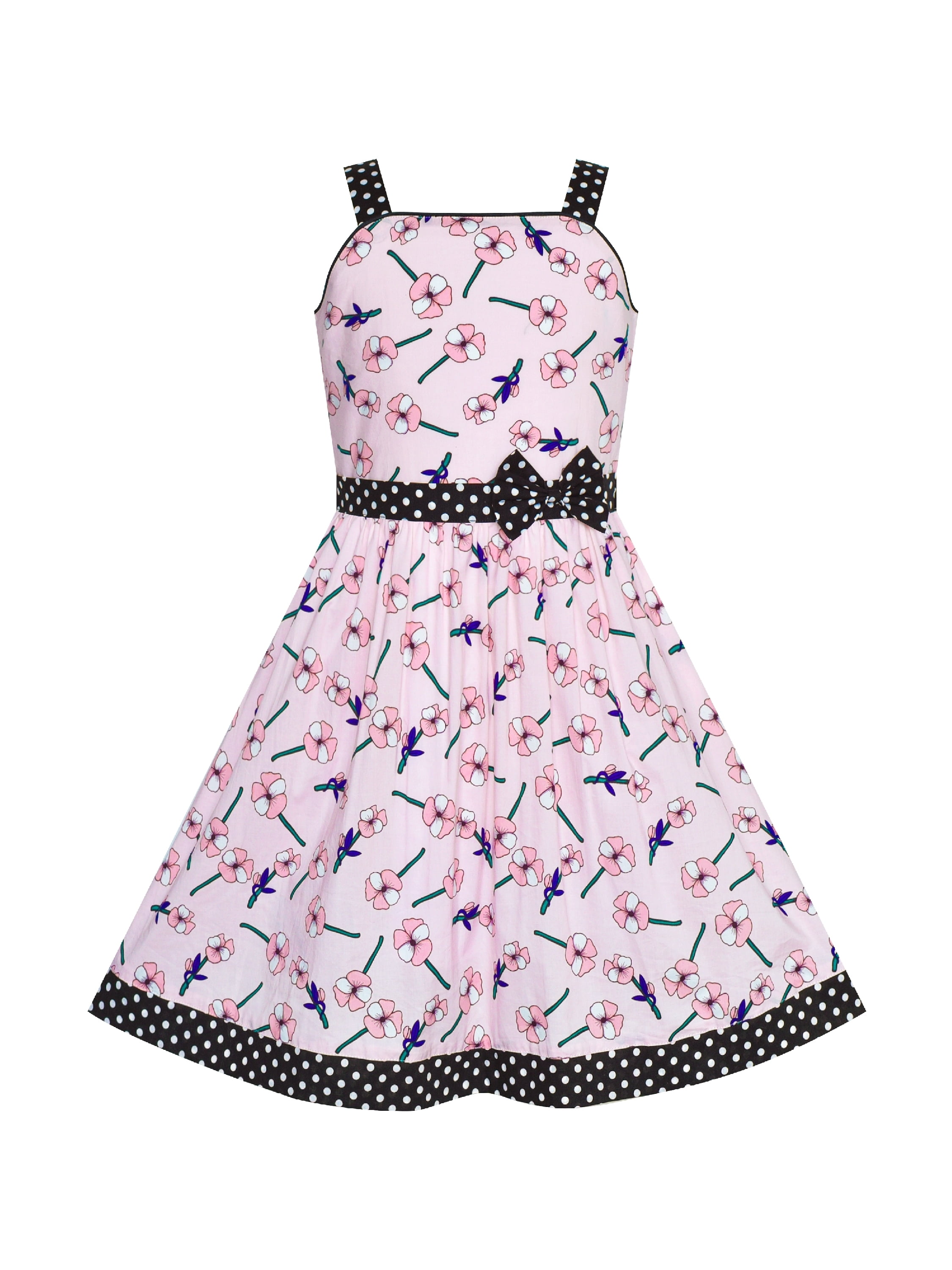 Robe D'été Fille Miss Lana - Taille 6X - Imprimé Carreaux Et Fleurs Multicolore - Occasion Très Bon état