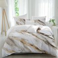 thumbnail image 2 of Marble Grey White Bedding 3 Piece Duvet Cover Set Queen Size, Abstract Cracked Crystal Gold Lines Soft Microfiber Comforter Cover with Zipper Closure & Pillowcases, FadeResistant Quilt Cover, 2 of 9