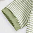 thumbnail image 4 of Toddler Boy Summer Outfits Short Sleeve Striped Baseball/Golf/Football Embroidery Tops And Shorts Set Green 12-18 Months, 4 of 8
