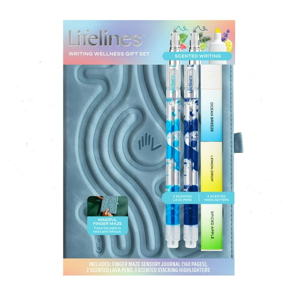 Lifelines Writing Wellness Gift Set, 6-Pieces (Blue), Infused with Scented Essential Oil Blends