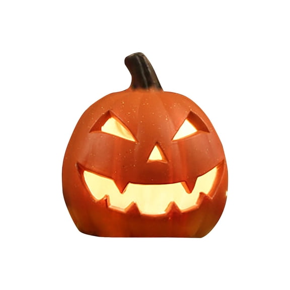 10 Inch Jack O Lantern with Scary Carved Face, Orange, for Outdoor Porch Display, Halloween Pumpkin Decoration