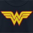 thumbnail image 2 of Girl's Wonder Woman Two Color Logo Graphic Tee Navy Blue Small, 2 of 4