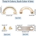 thumbnail image 2 of Zinc 16 Sets 4 Colors Alloy Bag Suspension Clasps Metal Arch Bridge Hardware with Screws & Spacer Semi-Circle Mixed Color 1.7x3.1x0.8cm 4 sets/color, 2 of 7