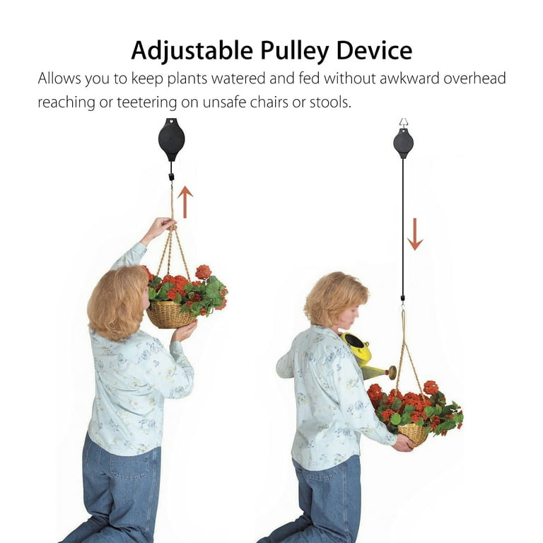 EEEKit 4/3/2/1 PACK Plant Pulley Retractable Hanger, Hanging Planters Flower Basket Hook, Plant Hanger Hanging Garden Baskets Pots and Birds Feeder Hang High Up and Pull Down to Water and Feed, Black EEEKit 4/3/2/1 PACK Plant Pulley Retractable Hanger, Hanging Planters Flower Basket Hook, Plant Hanger Hanging Garden Baskets Pots and Birds Feeder Hang High Up and Pull Down to Water and Feed, Black