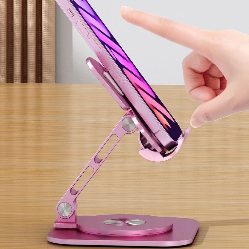 Butterfly Aluminum Alloy Cell Phone Stand, 360° Rotating Adjustable Desktop Cradle, Foldable Tablet Holder for Office Desk, Home and Travel (k)