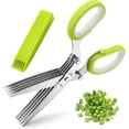 thumbnail image 1 of Tijeras para hierbas, tijeras de cocina, 5 hojas de acero inoxidable y peine de limpieza, tijeras de cocina para hierbas, herramienta profesional para cortar alimentos., 1 of 5