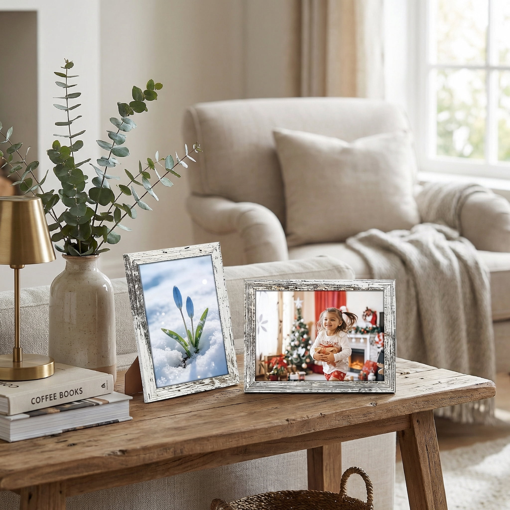 5x7 Picture Frame Set of 15, Distressed White Farmhouse Photo Frame