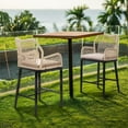 thumbnail image 2 of Ktaxon 2Pcs 24.5" Patio Rattan Bar Stools, Outdoor Wicker Counter Height Bar Chairs with Backrest & Aluminum Frame, Bistro Seating for Balcony Porch Pool (Standard, Beige), 2 of 5