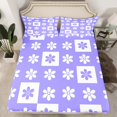 thumbnail image 2 of Manfei Geometric Flower Floral Bed Sheets,Cute Cartoon Cherry King Sheets,Purple White Sheet Set For Teens,Breathable Home Decor,4-Piece, 2 of 7