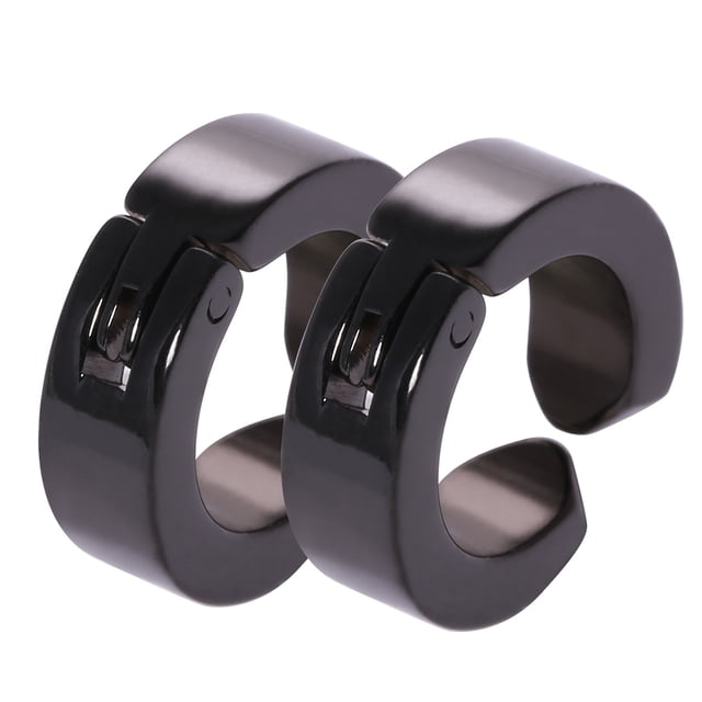 Pendientes elegantes BRI acero inoxidable Clips orejas regalo joyería Superficie lisa negra