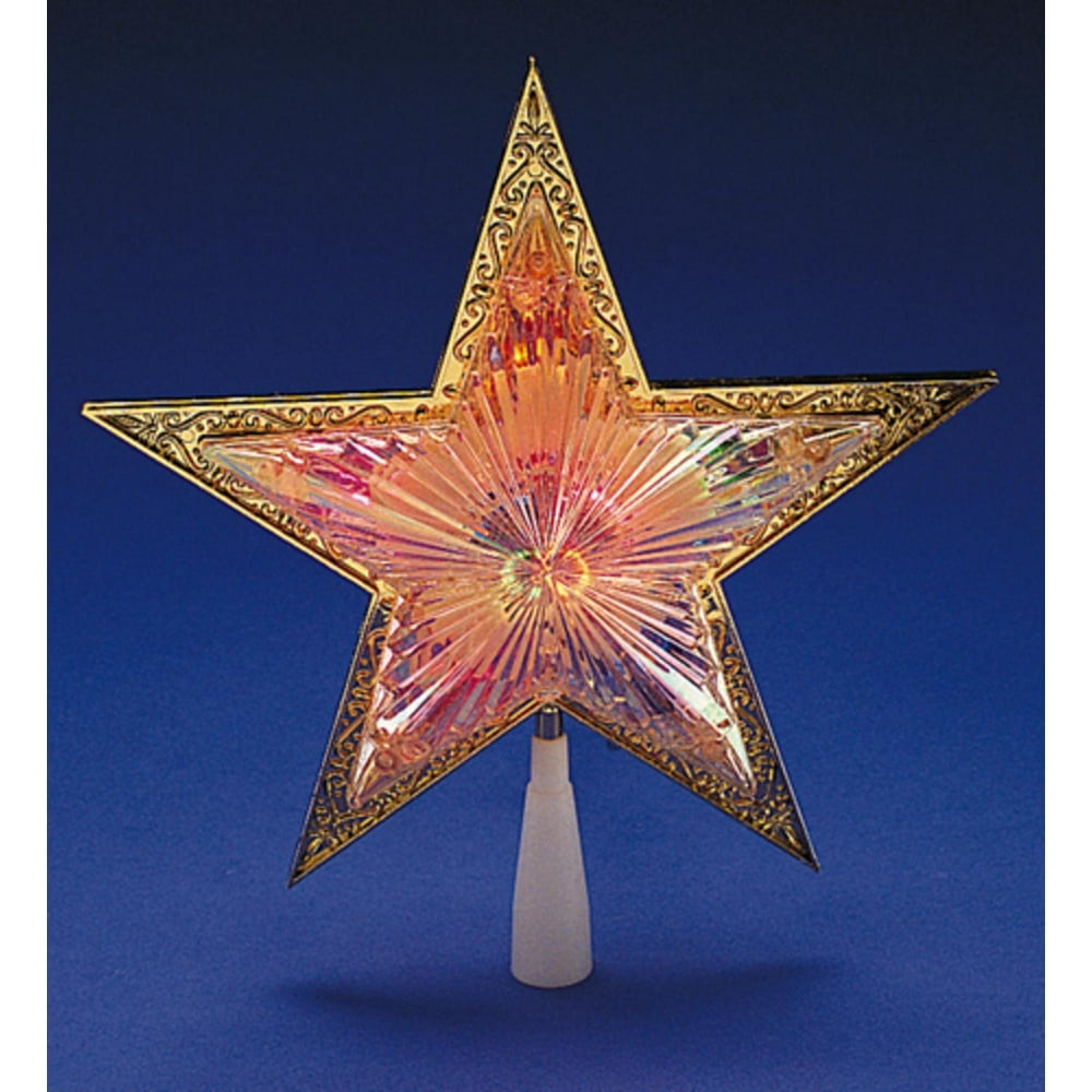 Gold Star Tree Topper 10" Lighted Gold Star Christmas Tree Topper - Multi-Color Lights