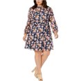 thumbnail image 1 of Monteau Vestido Floral A-Line para Mujer, Azul, 2X, 1 of 1
