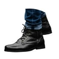 thumbnail image 3 of Oyedens Combat Boots for Men Black Leather Lace up Dress Oxfords Ankle Booties Work Riding Short Boots, 3 of 6