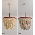 thumbnail image 2 of Q&S Boho Chandelier,Assembly Complete 5-Lights Farmhouse Rustic Coastal Red Leather Wood Beaded Large Pendant Light Fixture for Bedroom Dining Room Entryway Foyer UL Listed, 5 lights, 2 of 8