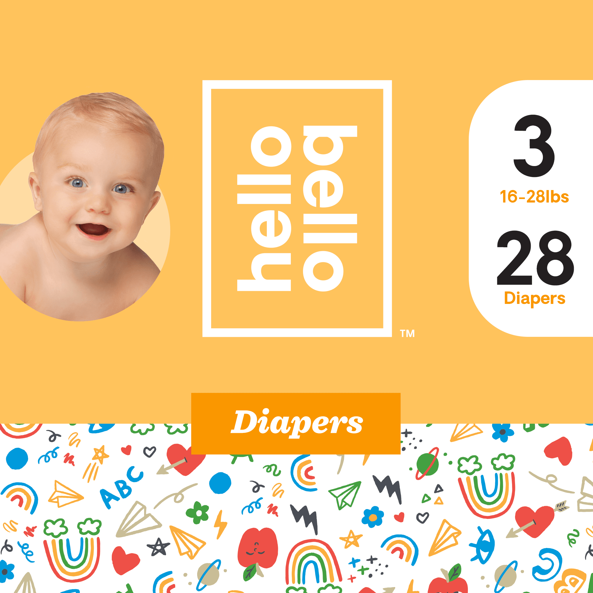 Hello Bello Diapers Doodles 4 Doodies Size 3 (28ct)
