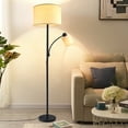 thumbnail image 1 of DingLiLighting Nordic Vertical LED Adjustable LED Floor Lamp Black Lighting Fixture Drum Shade E26 for Study Room (2 Bulbs Included), 1 of 6
