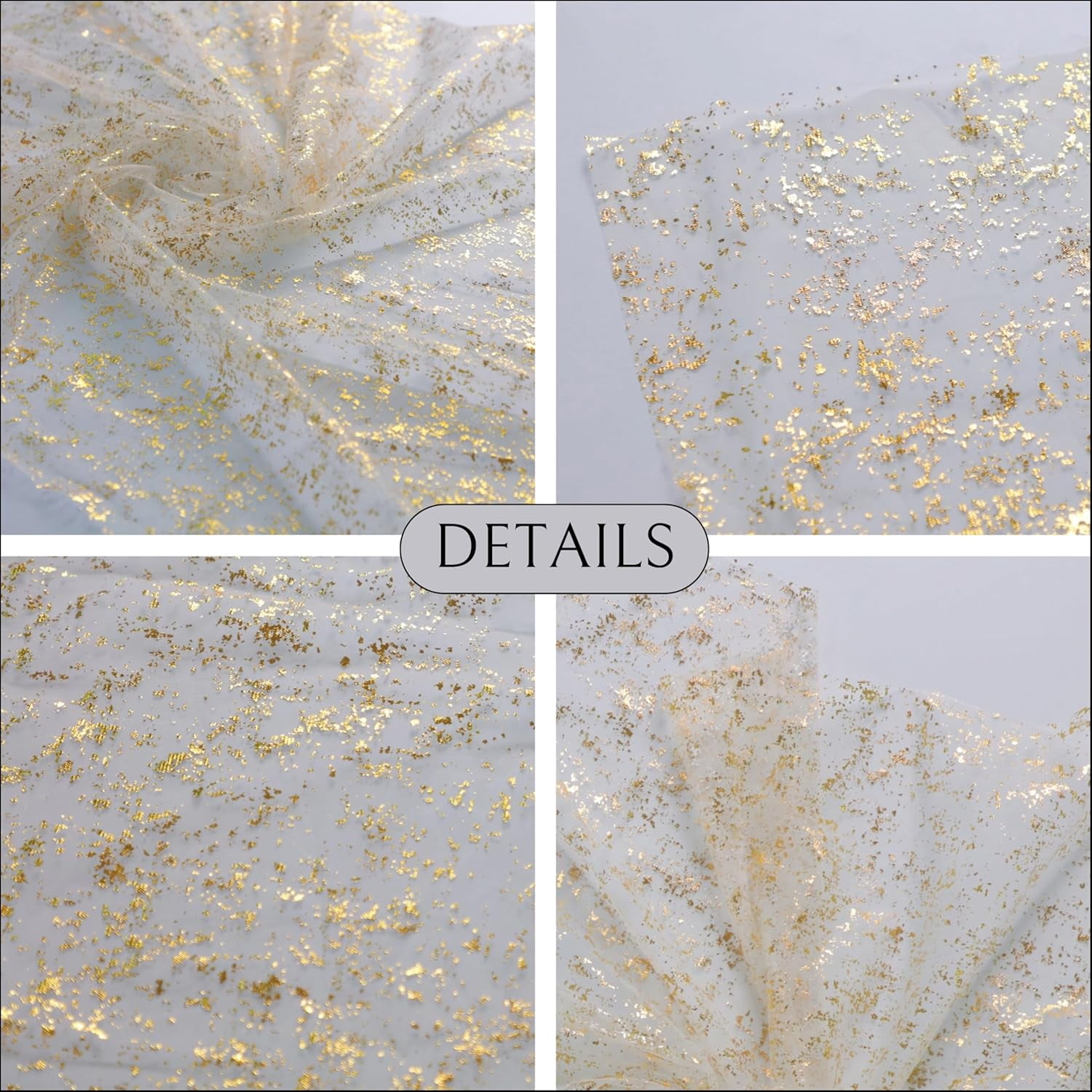 Dalrosia 10FT Gold Table Runner, Gold Gauze Sheer Chiffon Cheesecloth Runner Sequin Glitter Metallic Foil, Gold Party Table Decorations Centerpiece for Wedding Birthday Christmas Bridal Baby Shower
