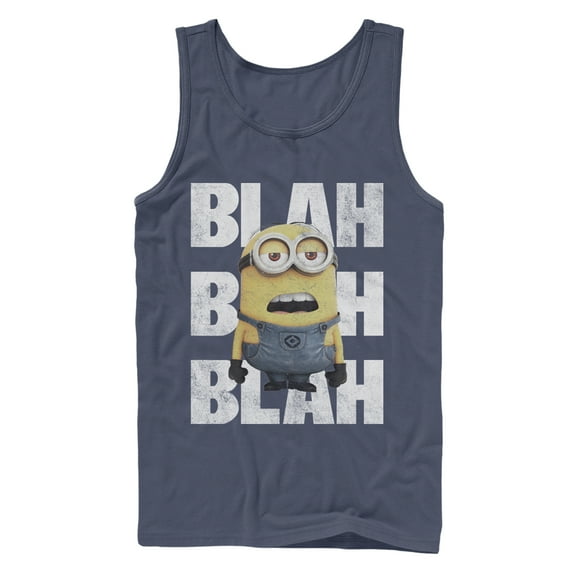 Men's Despicable Me Minion Blah Blah Tank Top Navy Blue 2X Large