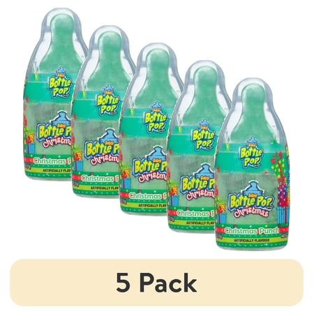 (5 pack) Baby Bottle Pop Christmas Candy with Dipping Powder, Assorted Flavors, 1.1 oz, (Individual Item)