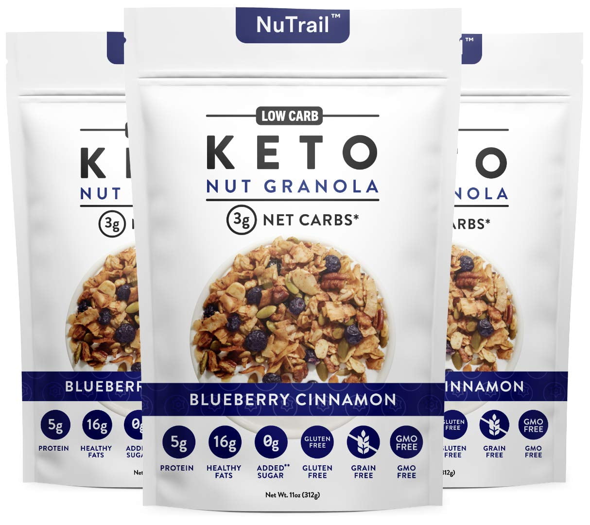 NuTrail™ Keto Blueberry Nut Granola Healthy Breakfast Cereal Low