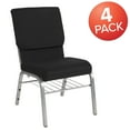 thumbnail image 3 of BizChair 4 Pack 18.5''W Church Chair in Black Fabric with Book Rack - Silver Vein Frame, 3 of 14