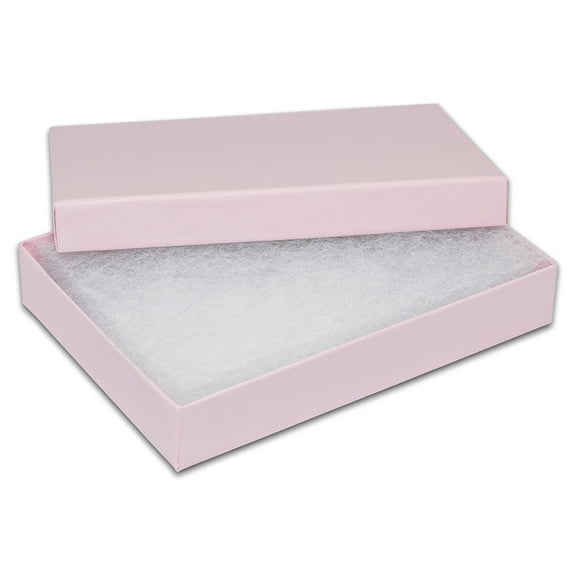 TheDisplayGuys 100-Pack #53 Cotton Filled Cardboard Paper Jewelry Box Gift Case - Pink (5 7/16" x 3 15/16" x 1")