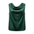 thumbnail image 5 of Sequin Tank Tops Sleeveless Dark Green Sparkly Shirt Glittery Top Elegant Tops Womens Business Tops, 5 of 6