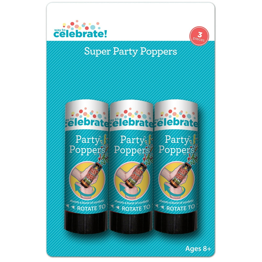 Way to Celebrate! Super Party Poppers, 3Pack