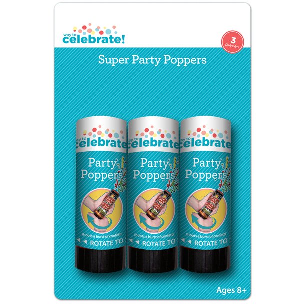 Way to Celebrate! Super Party Poppers, 3Pack